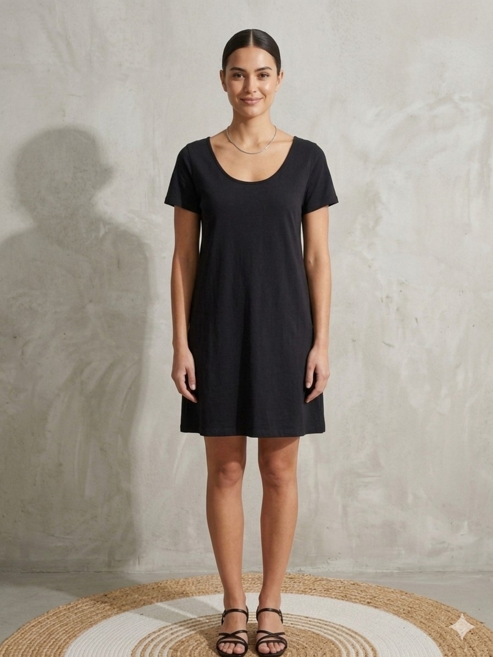 COS Black Short-Sleeve T-Shirt Mini Dress Minimalist Quiet Luxury Casual Chic M